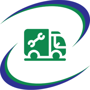 Vehicle repair icon with blue-green swirls