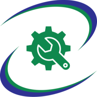 Industrial tool emblem on black background